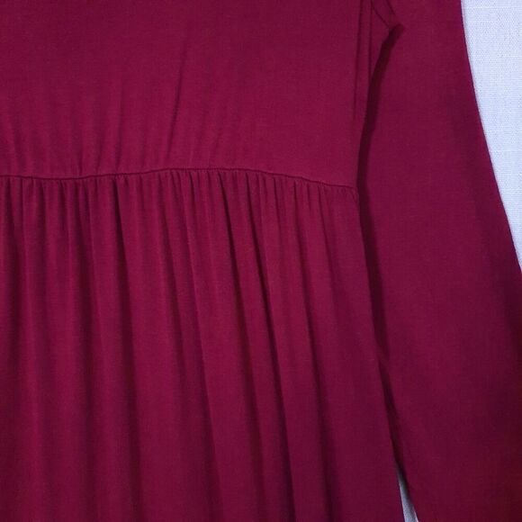 Mother Bee Maternity Maxi Dress Size Small Long Sleeve Cowl Neck Maroon Stretch - Picture 10 of 14